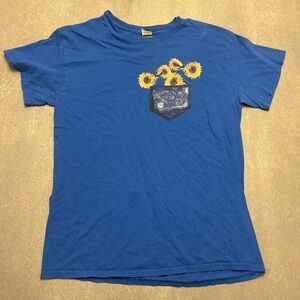 Blue Sunflower Pocket Graphic Tee